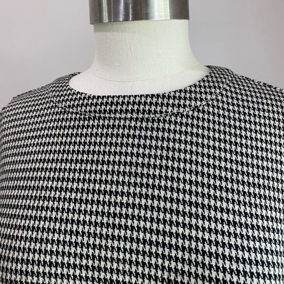 Loft Houndstooth Ruffle Posh Trim Mini Dress Black and White Size 10 - Picture 10 of 11